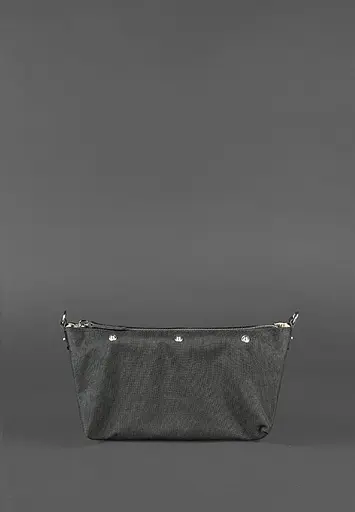 Шкіряна плетена жіноча сумка Пазл S вугільно-чорна - фото 4