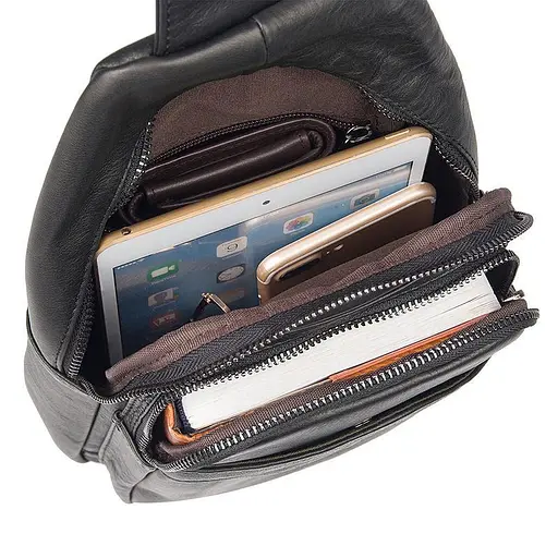 Кожаная сумка-слинг John McDee 30.5х18х5.5 см sum0025580 - фото 8