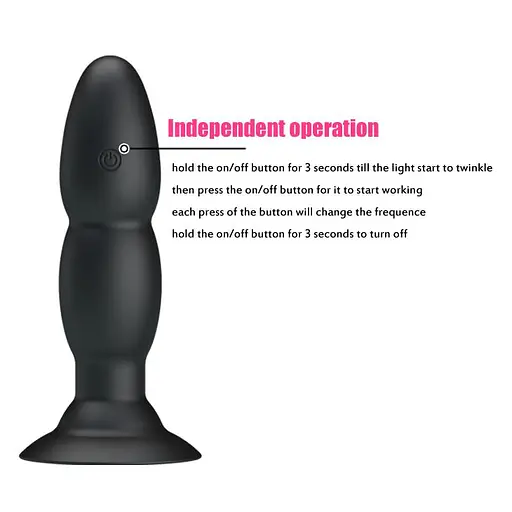 Анальна пробка Pretty Love RC Vibrating Butt Plug 13.5 см (чорний) - фото 7