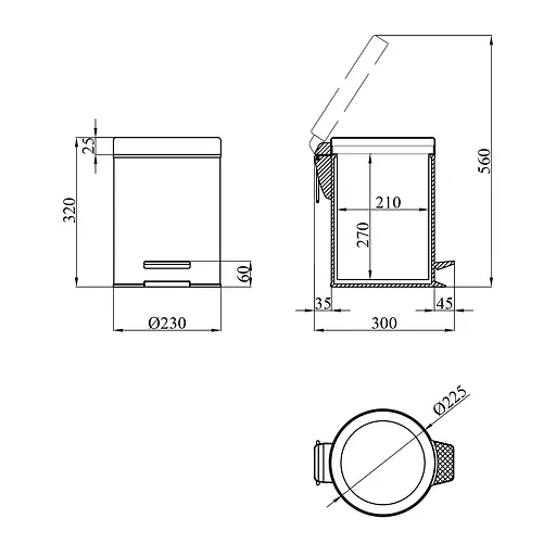 Мусорное ведро Kroner KRM Rizze ACE413 8 л (CV022923)  - фото 4
