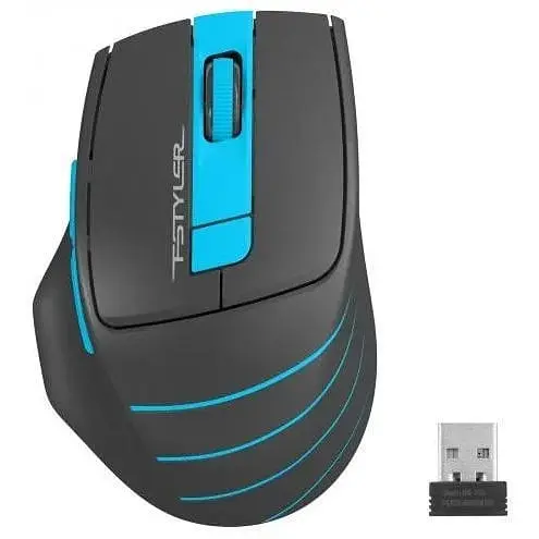 Миша A4Tech Fstyler FG30S сірий/синій USB бездротова оптична безшумна 1000/1600/2000 dpi 125 Hz 6 кнопок 1xAA - фото 1