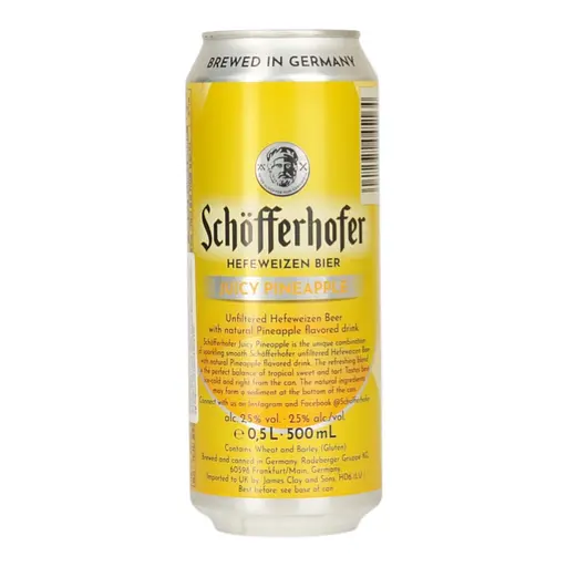 Суміш пива із соком Schofferhofer Juicy Pineapple Hefeweizen світле нефільтроване 2.5 % 0.5 л - фото 2