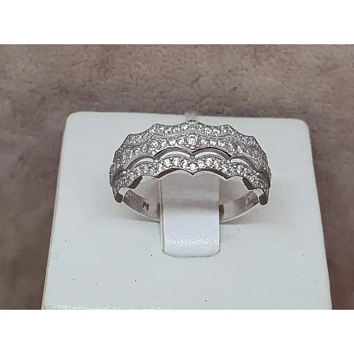 Серебряное кольцо Агни Шелест волн с фианитами. 1604/1Р-CZ 18 17 - фото 4