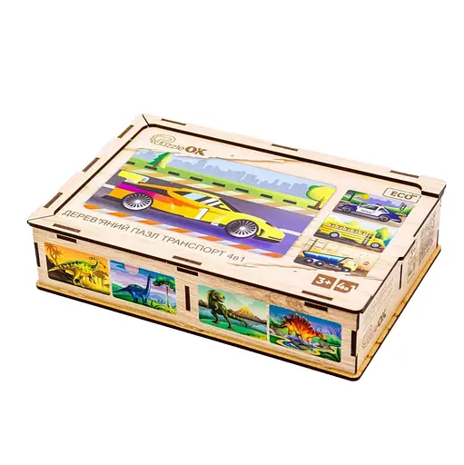 Деревянный детский пазл 4в1 "Транспорт" PuzzleOK Puz-14785, 80 элементов - фото 1