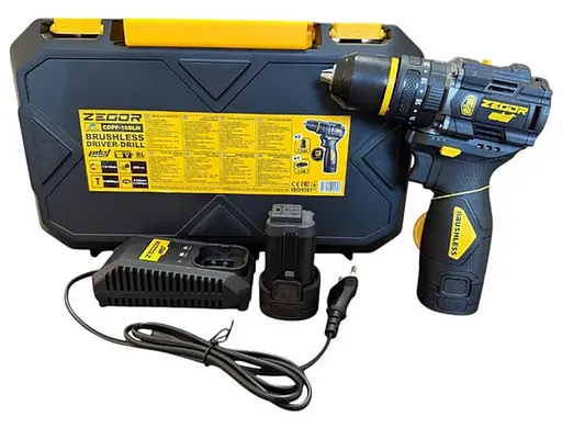 Шуруповерт ударный аккумуляторный бесщеточный Zegor CDPP-16BLH/16В/две скорости/2 батареи 16 В 2 Ач/реверс/подсветка/кейс - фото 3