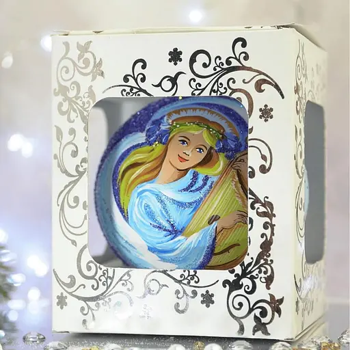 Ялинкова прикраса Санта Шоп Янгол з бандурою скло (4820001106732) - фото 4