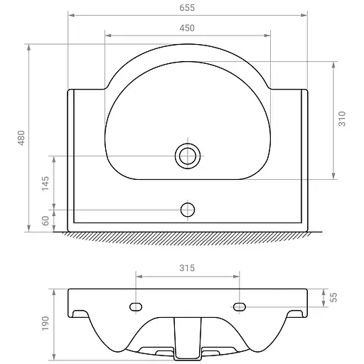 Тумба для підлоги RJ Lotus L з умивальником RJ Lotus RZJ201 65 см Білий RJFU007-0165WHSET(RJFU007-0165WH+RZJ201) Білий - фото 3