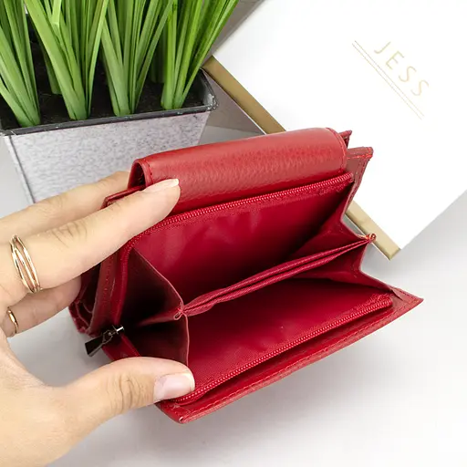 Жіночий шкіряний гаманець червоний Jess 375-2036-2 маленький - фото 7