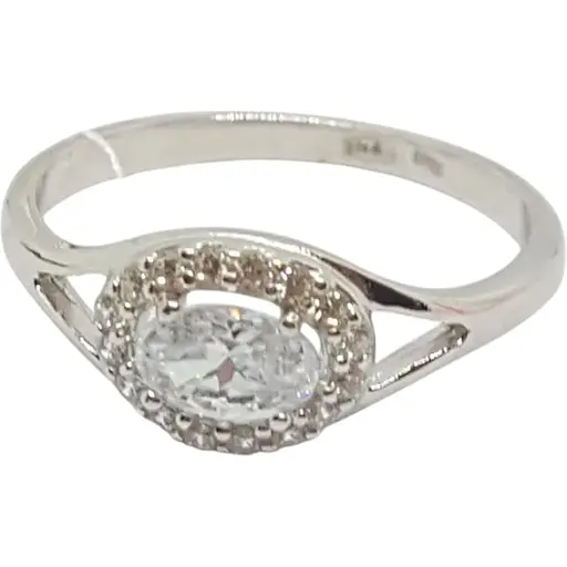 Срібне кільце Лазурит з фіанітами. 15065р 17,5