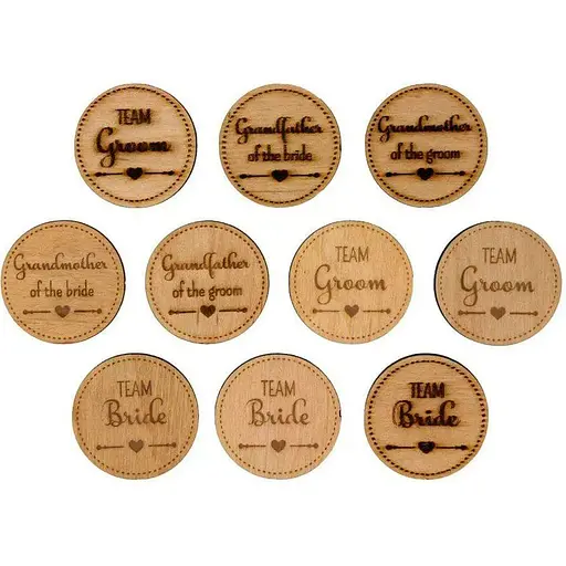 Заготовки значки Rosa Talent Wedding 1 фанера 4 см 10 шт