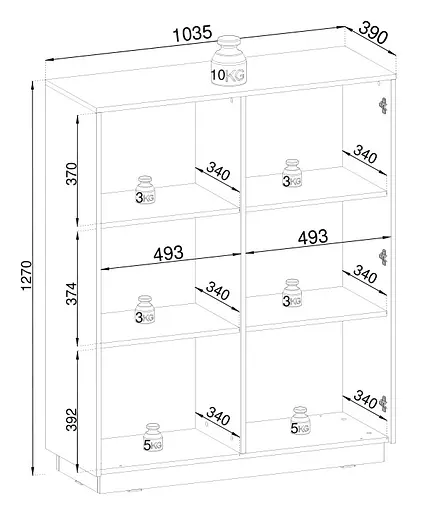 Комод высокий Perfect Home Роял / Royal KW104 2-дверный Бежевый (PFH-091287) - фото 3