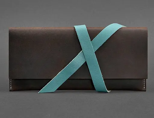 Кожаный женский тревел-кейс Voyager 1.0 темно-коричневый с бирюзовым. - фото 1