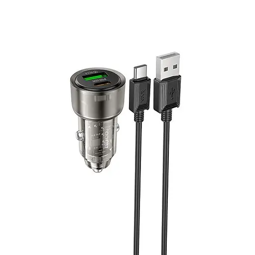 Автомобильный адаптер HOCO Z52 Spacious и кабель Type-C набор для заряда - фото 6