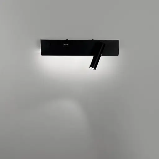 Чорне бра з поворотним спотом справа | розʼєм USB Line F Арт. WJ028/2L BK (лівий) | USB-A - фото 2