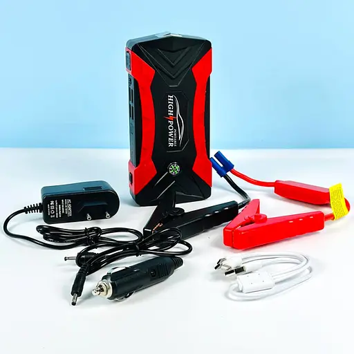 Пуско-зарядное устройство бустер Jump Starter QY33 99800mAh 4 USB Черно-красный - фото 7