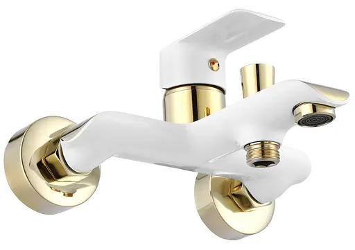 Смеситель для ванны Rea Bloom настенный с изливом белый/золото REA-B9932 Белый - фото 3