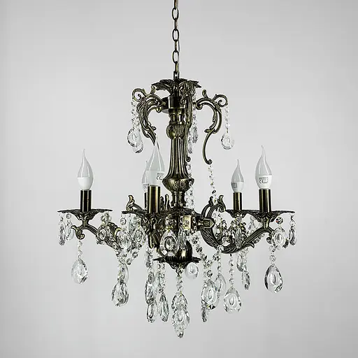 Підвісна кришталева люстра Crystal Life у бронзовому корпусі на 5 ламп Line.F 11549/5 - фото 1