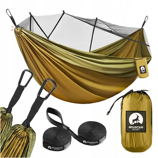 Туристический гамак Mountain Goat 300 x 200 см с москитной сеткой, двухместный, подвесной Olive (P-5905973403146) - фото 1