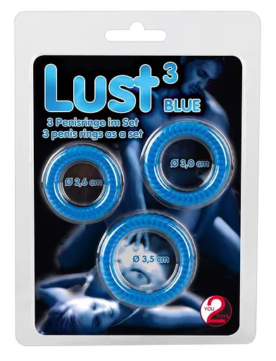 Набор эрекционных колец You2Toys Lust 3 шт. синий - фото 6