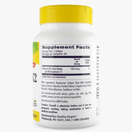 Вітаміни та мінерали Healthy Origins Vitamin K2 100 mcg as MK-7 Natural, 60 вегакапсул - фото 3
