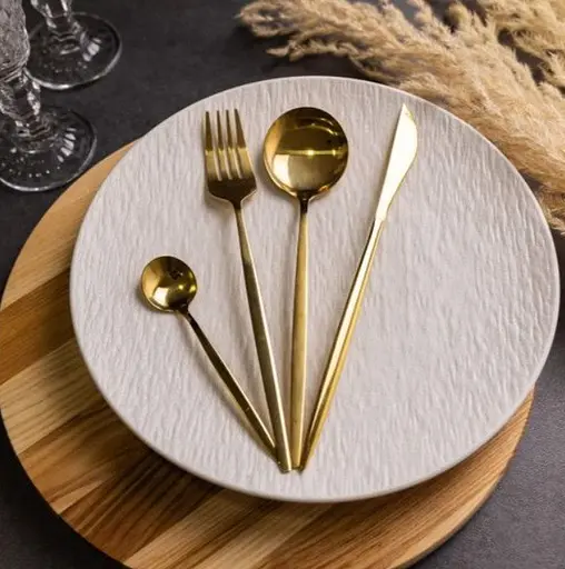 Набор столовых приборов Yiwu HP-20-43 нержавеющая сталь 24 предмета на 6 персон Золотой - фото 4