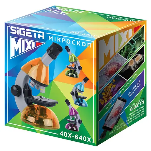 Микроскоп детский SIGETA MIXI 40x-640x Orange с адаптером для смартфона и набором для опытов (65913) - фото 6