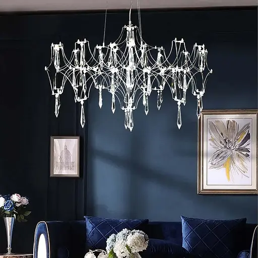 Дизайнерська невагома срібна люстра із кришталем Ø 65 см | Арт. MJ 203-600 CH | Line F - фото 10