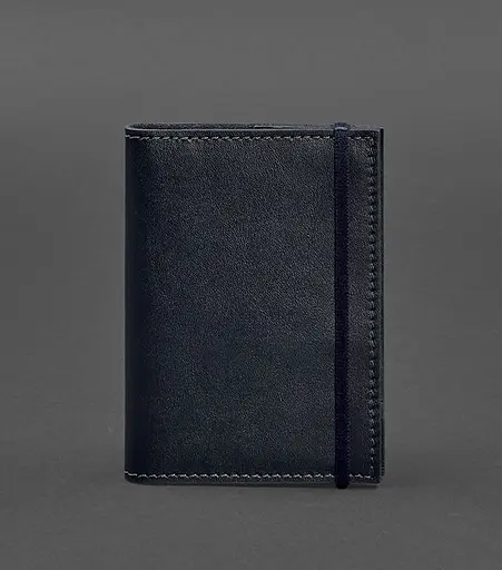 Кожаная обложка для паспорта 1.0 темно-синяя краст - фото 1