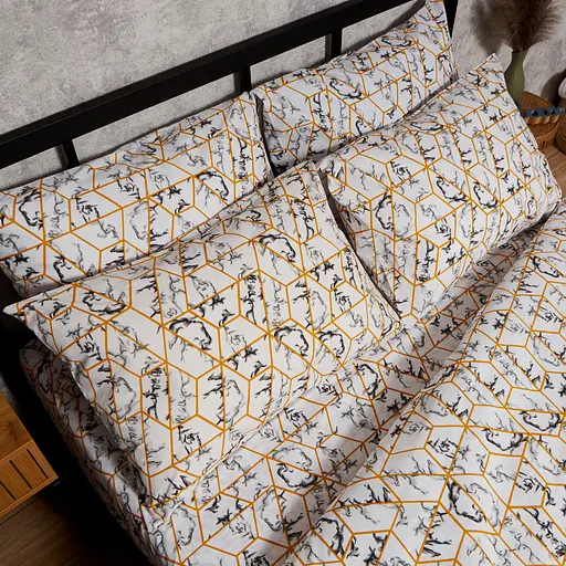 Комплект постільної білизни Moon&Star Бязь Gold Люкс Modern Marble євро 200х220 наволочки 4х70х70 - фото 4