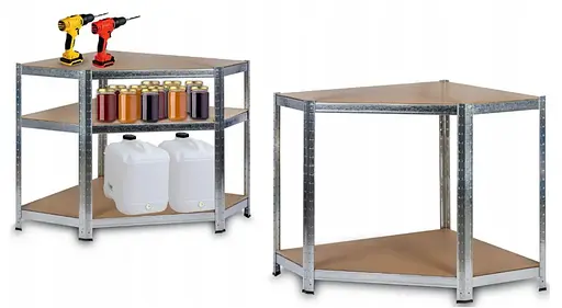 Металевий кутовий стелаж 180x30x90 5 полиць (сірий) - фото 4