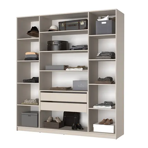 Шафа 4-дверна з антресоллю MebelStar Оскар ДСП BL-B, блок шухляд+полиці 200x52x260 см Сіра мишка (MBS-5096) - фото 2