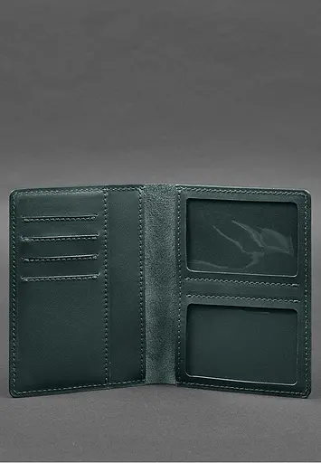 Кожаная обложка-органайзер для документов 6.1 зеленый краст - фото 3