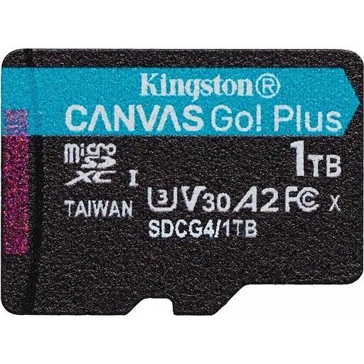 Карта памяти Kingston microSDXC Canvas Go! Plus 1TB Class 10 UHS-I U3 V30 A2 (SDCG4/1TBSP) (139174)