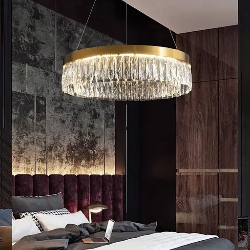 Люстра у латунному кільцевому корпусі з кришталем Ø 60 см | Line F | Арт. MJ310-600 AB - фото 1