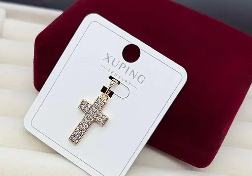 Хрестик на ланцюжок Xuping біжутерія з медичного золота прикраса гіпоалергенний хрест на шию для жінок - фото 1