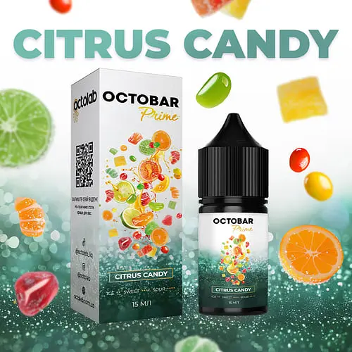 Набір компонентів для самозамісу сольової заправки Octobar Prime 15 мл Citrus Candy Цитрусові цукерки 0-50 мг (19051) - фото 2