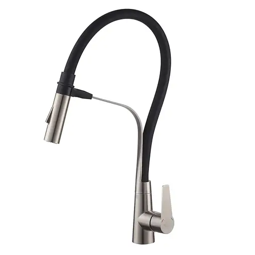 Змішувач для кухні Koer KI-70022-02 із силіконовим виливом black KR4799 Нержавіюча сталь - фото 1