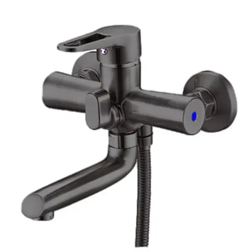 Смеситель для ванны Zegor PUD3-A045MG однорычажный с душевым набором Графитовый 30412 - фото 1