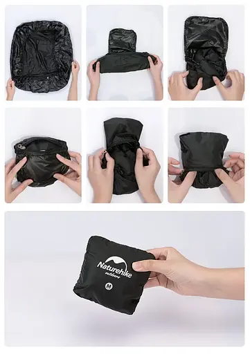 Водостойкий чехол на рюкзак Naturehike кавер 35-45л (Черный) - фото 4