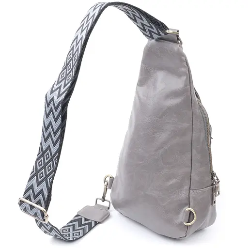 Женская сумка Vintage из экокожи с акцентом на текстильную лямку 18х33х10 см sum0026969 - фото 2