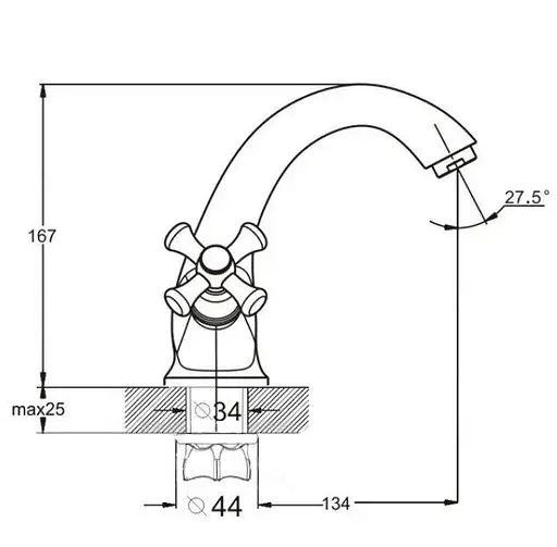 Змішувач для умивальника Zegor DML1-А827 двовентильний 30412 - фото 2