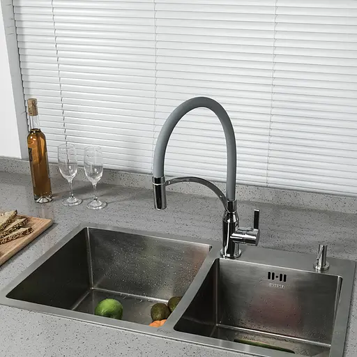 Смеситель для кухни Frap F4552 с гибким изливом серый/хром - фото 2