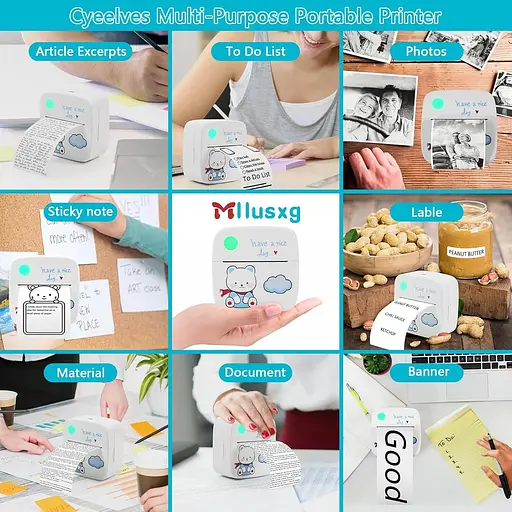 Мини-карманный принтер Mllusxg LX-D2, портативный термопринтер для наклеек, учебный принтер для картинок, фотографий - фото 6