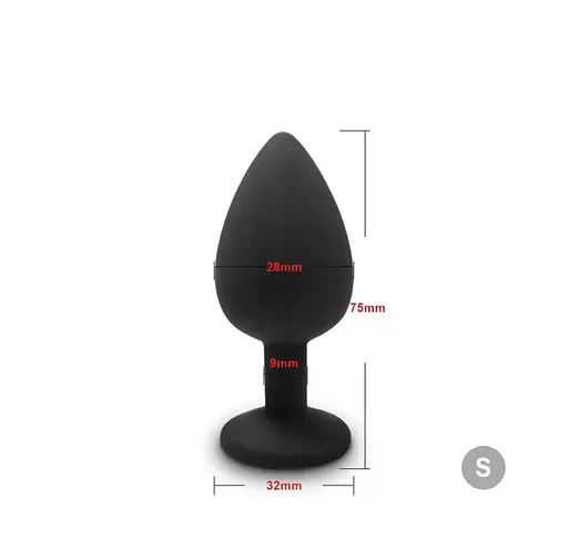 Анальна пробка з кристалом, чорна анальна пробка, анальна пробка зі стразою маленька S - фото 3