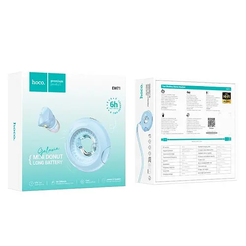 Наушники беспроводные Hoco EW71 Galaxia true wireless BT5.4/6hours синие - фото 5