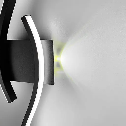 Хвилеподібний настінний чорний світильник у корпусі 80 см Арт. WM27/800 Line F - фото 3