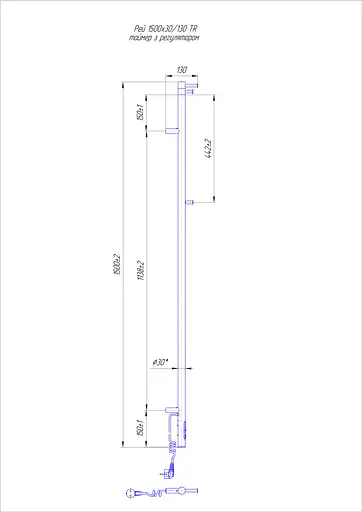 Электрический полотенцесушитель Mario Ray-I 1500x30 TR таймер-регулятор 2.21.1103.15.Р, Хром, нижнее, Электронный - фото 3