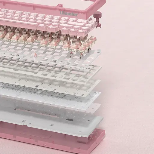 Игровая механическая клавиатура Womier VK66 Pro / Проводное подключение / Womier POM Series Switches / Pink Lines - фото 3