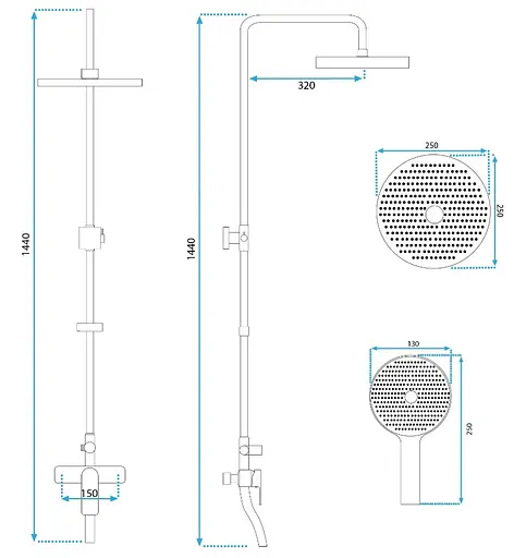 Душова система Rea Bloom хром white з виливом REA-P9527, Хром - фото 6