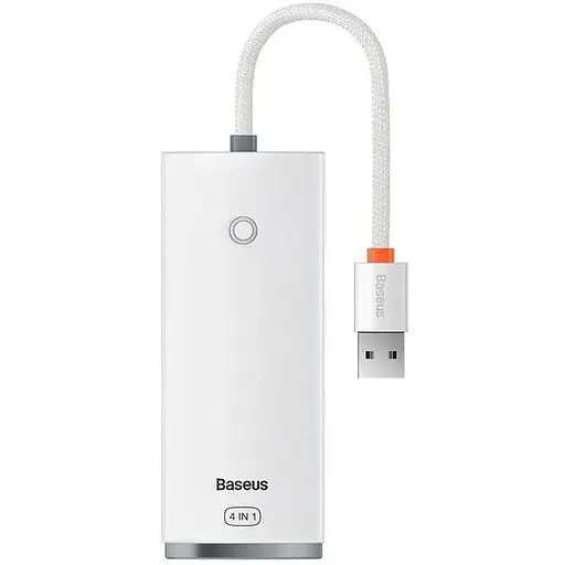 Хаб конвертер разветвитель Baseus Lite Series 4-in-1 Usb-A to 4xUsb 3.0 белый 25 cm WKQX030002 - фото 1